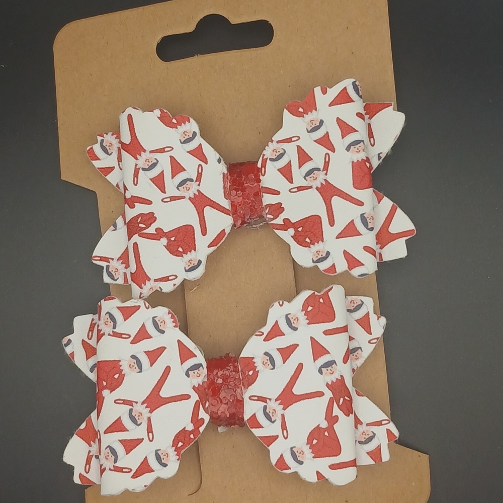 Elf On A Shelf Christmas Kids Hair Bows